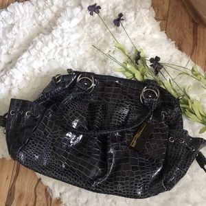 SASHA Navy Faux Croc Large Purse Tote NWT